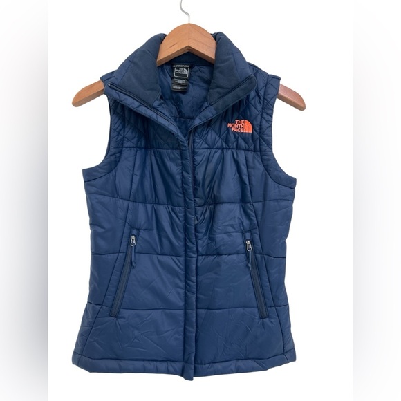 The North Face Navy and Orange Quilted Vest - Picture 1 of 9